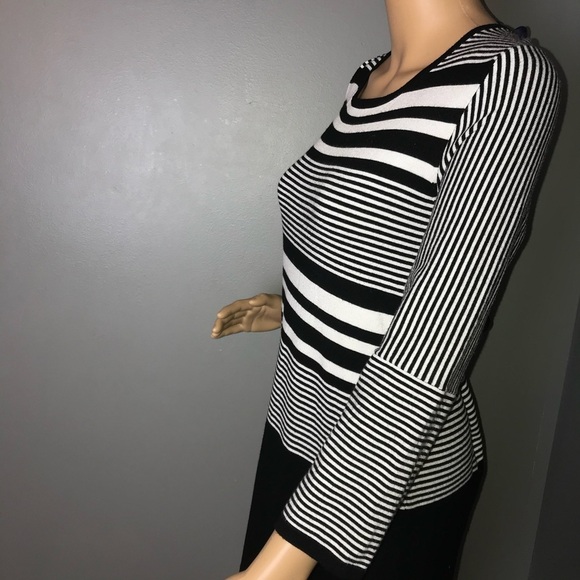 Spense Women's Striped Midi Dress | Size Medium | Black & White - Picture 2 of 6